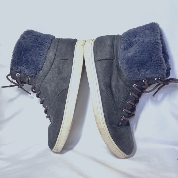 Justice-Women's Faux Fur Size 9 Gray Booties-Lace Up-Warm-School- - Picture 11 of 15